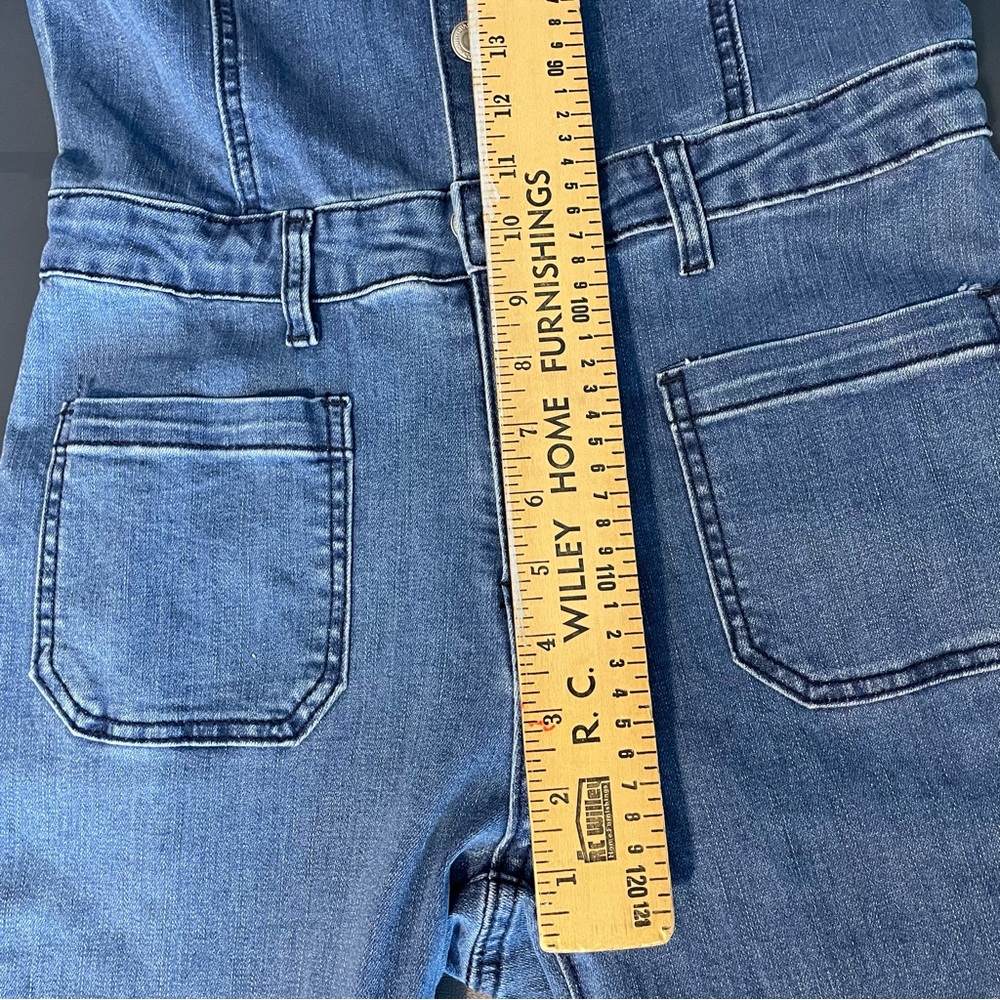 Wisteria Lane Women's Blue Denim Flare Overalls Medium New - Picture 12 of 16